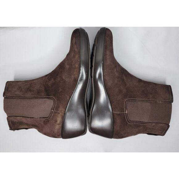 Sperry Top Sider Weatherproof Booties Size 10M Suede Pull On Wedge Brown Boots - Picture 6 of 11